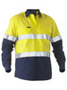 Yellow / Navy - Front - BS6996T - Bisley Recycle Taped Two Tone Hi Vis Drill Shirt
