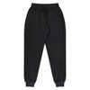 Black tapered fleece kids pants with an elastic waistband and drawstring, featuring side pockets.