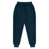 Tapered fleece track pants for kids, featuring a dark navy colour and an elastic waistband with drawstring.