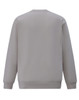 A grey crew fleece jumper with a simple design and ribbed cuffs. It features a logo on the back.