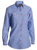 Blue - Front - B76407L - Women's Chambray Shirt