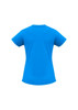 A blue women's short sleeve tee featuring a regular fit and a simple back design.