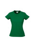 A green women's short sleeve tee with a fitted design and a small logo.