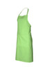 A light green bib apron with a pocket, featuring a simple design and an adjustable neck strap.