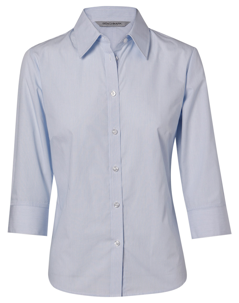 BENCHMARK Women's Fine Stripe 3/4 Sleeve Shirt M8213