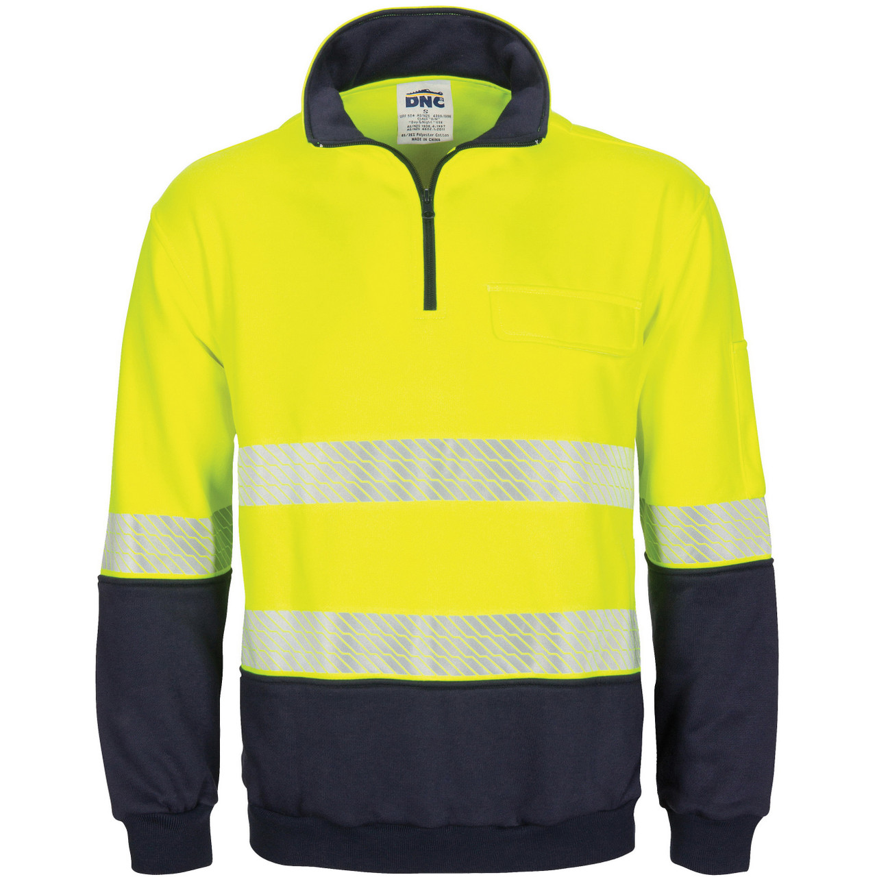 3529 Hi Vis Segment Taped 1/2 Zip Fleecy Windcheater