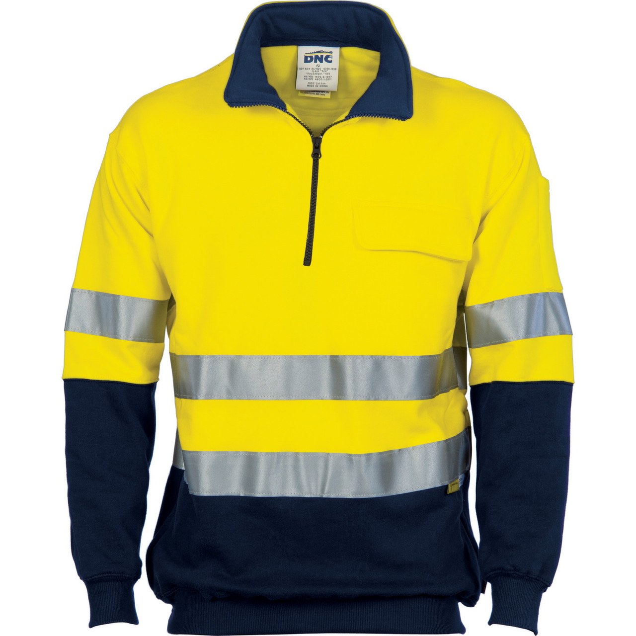 3925 - HiVis Two Tone 1/2 Zip Cotton Fleecy Windcheater with 3M R