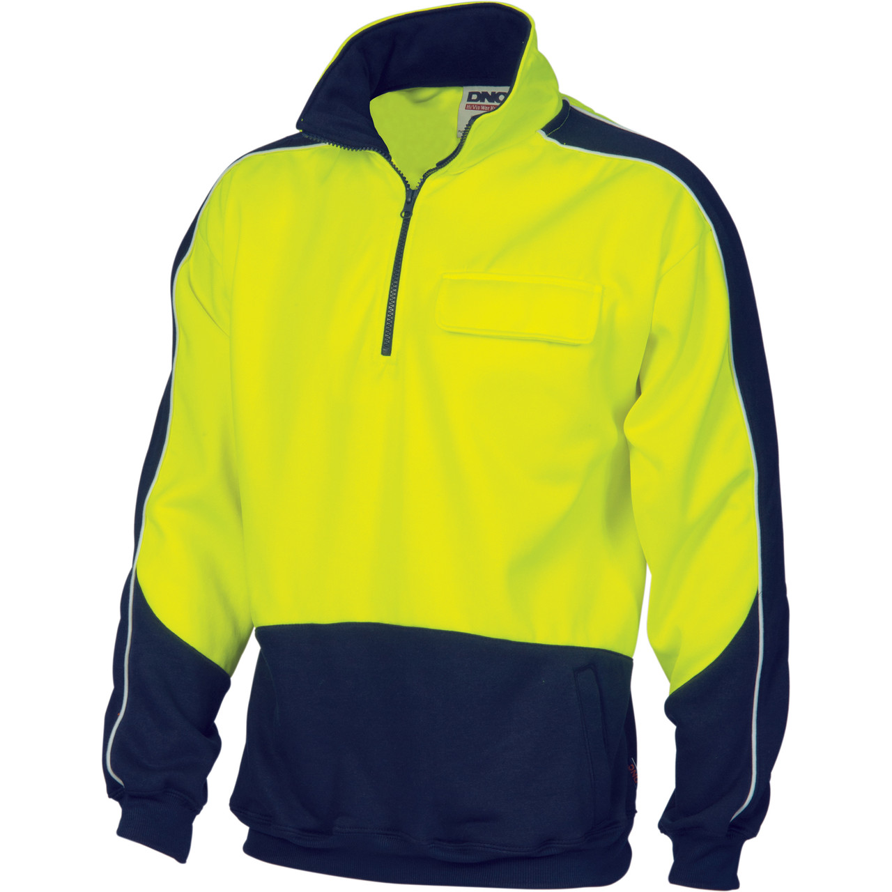 3823 HiVis Tone 1/2 Zip Hi-Neck Panel Fleecy Windcheater