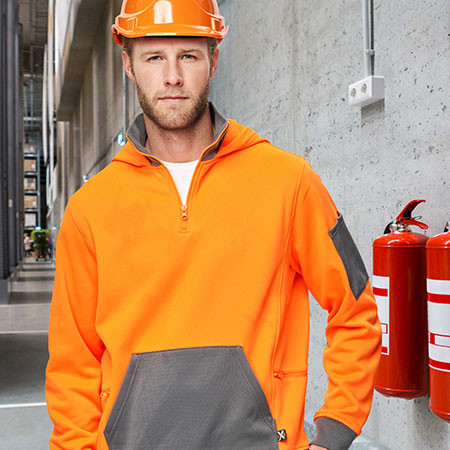 SW78 - Unisex Hi Vis 1/4 Zip Premium Fleece Hoodie