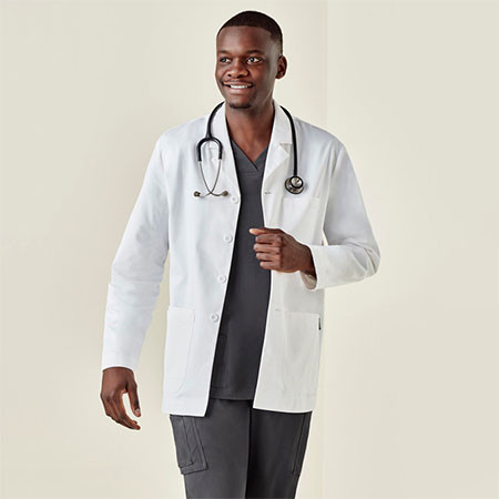 CC144MC Mens Hope Cropped Lab Coat - Main Image