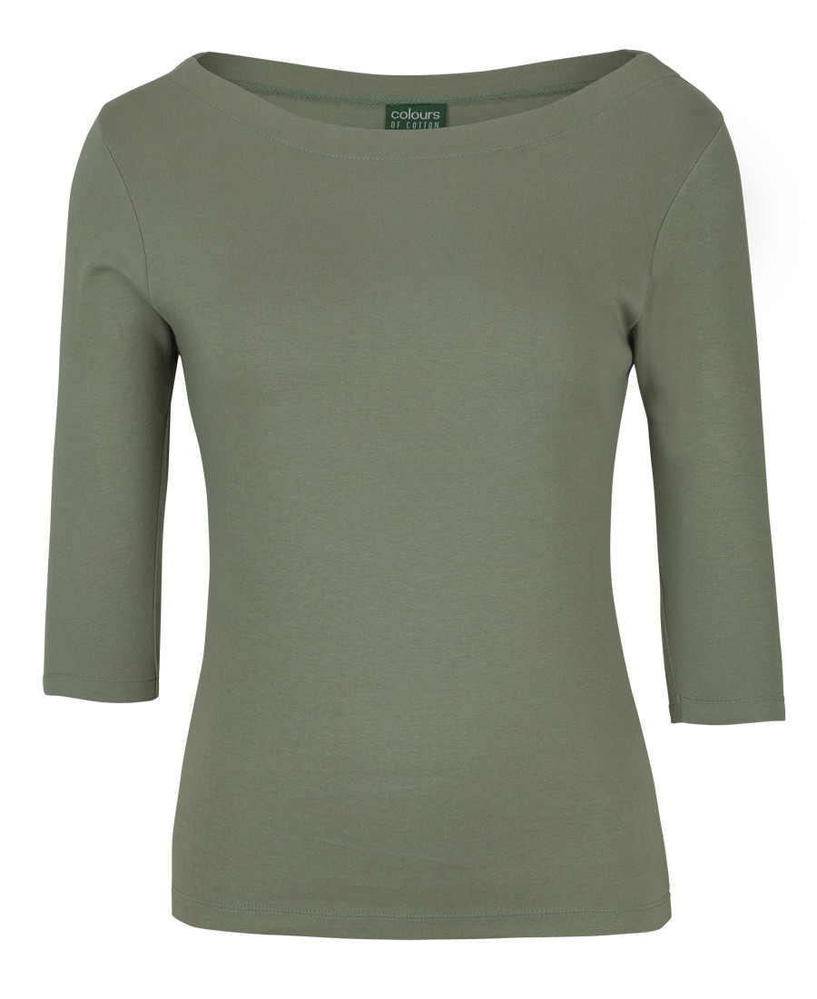 1BT3 C of C Ladies 3/4 Sleeve Boat Neck Tee