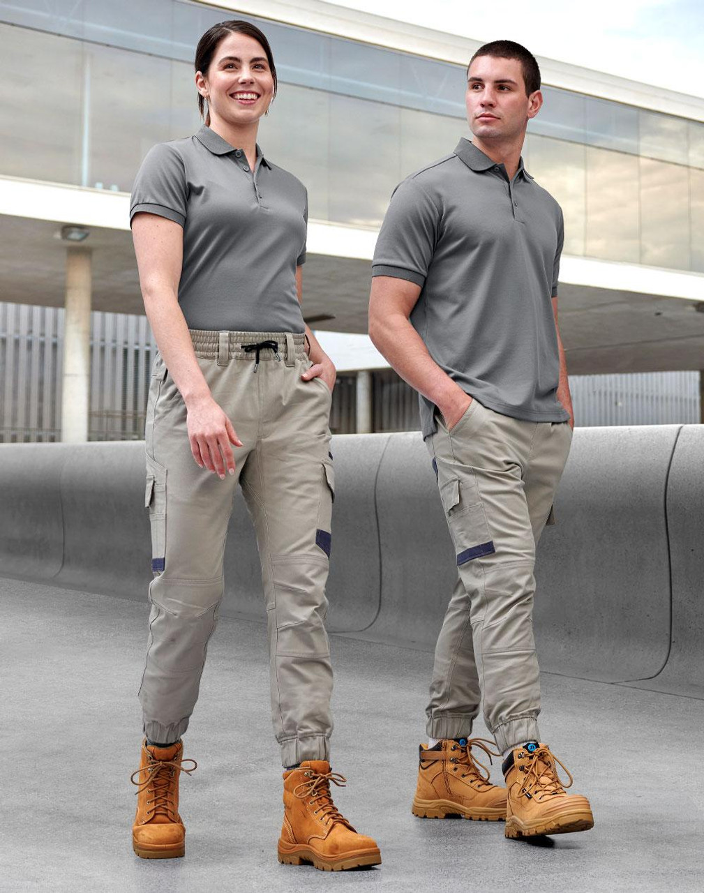 WP28 - UNISEX COTTON STRETCH DRILL CUFFED WORK PANTS - Online Workwear