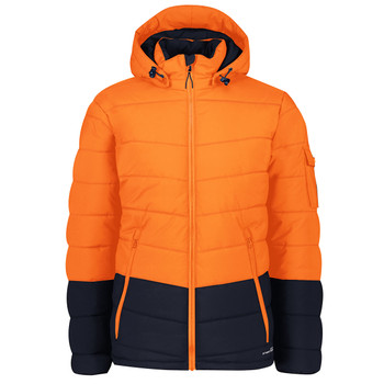 Orange/Navy - Front - ZJ240 - Unisex Streetworx Hooded Puffer Jacket - SYZMIK