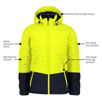 Annotated - Front - ZJ240 - Unisex Streetworx Hooded Puffer Jacket - SYZMIK