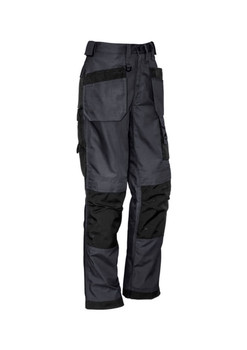 A pair of men's ultralite multi-pocket pants in black and grey, featuring multiple pockets and a logo.