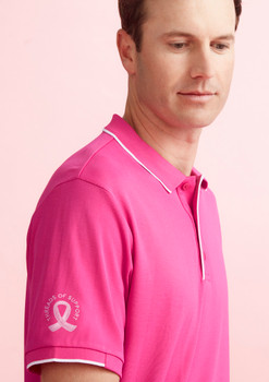 Pink - Alternate - CST313MS - Mens Pink Short Sleeve Polo