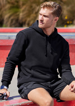 Black - Front - SW760M - Mens Crew Hoodie