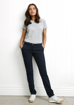 Navy - Front - BS724L - Womens Lawson Chino Pant