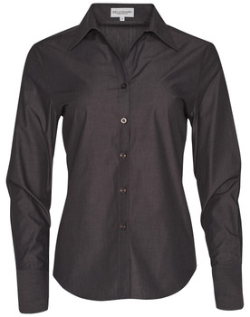Charcoal - Front - M8002 - Women's Nano Tech Long Sleeve Shirt