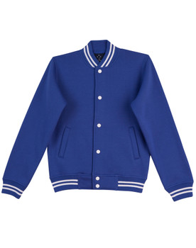 Royal / White - Front - FL11K - Kid's Fleece Varsity Jacket