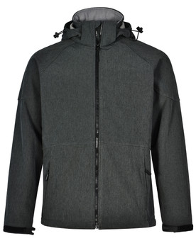 Marl Charcoal / Charcoal - Front - JK33K - Kids' Softshell Full Zip Hoodie
