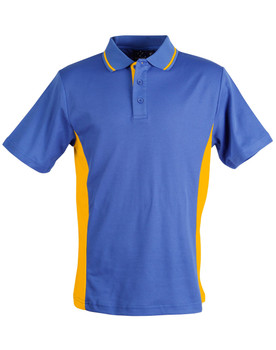 Royal / Gold - Front - PS73 - Men's TrueDry Contrast S/S Polo