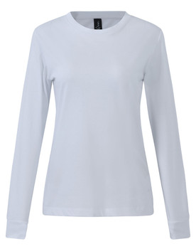White - Front - TS48 - Ladies' Premium Cotton Face L/S Tee Shirt