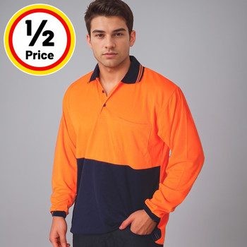 Orange Navy - Hi Vis Polo Shirt L/S (Clearance)