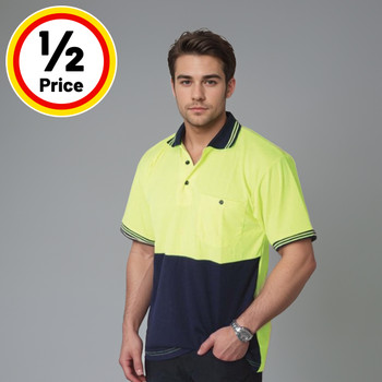 Lime Navy - Hi Vis Polo Shirt Short Sleeve