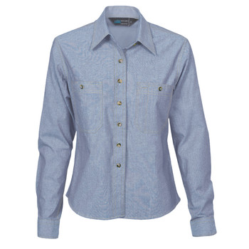 4106 - Ladies Cotton Chambray Shirt - Long Sleeve - DNC Workwear