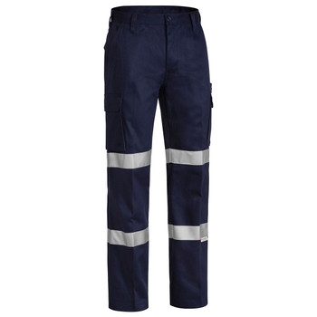 Navy - Front - BPC6003T - Taped Biomotion Drill Cargo Work Pants - Bisley Workwear