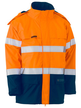 Orange / Navy - Front - BJ8110T - Taped Hi Vis FR Wet Weather Shell Jacket