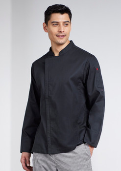 Black - Front - CH330ML - Mens Alfresco Long Sleeve Chef Jacket