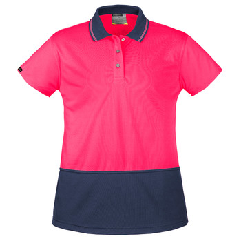 Pink / Navy - Front - ZH731 - Womens Hi Vis Basic Short Sleeve Polo - Syzmik