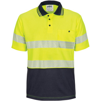 Yellow Navy - 3511 - HiVis Segment Taped Micromesh Polo - Short Sleeve