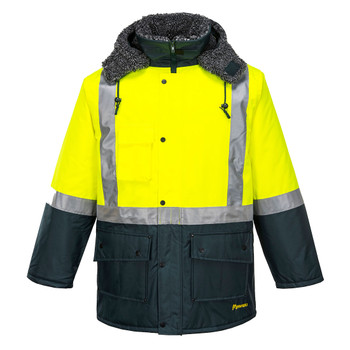 Yellow / Forest Green - Front - K8044 - Huski Hi-Vis Contrast Freezer Jacket