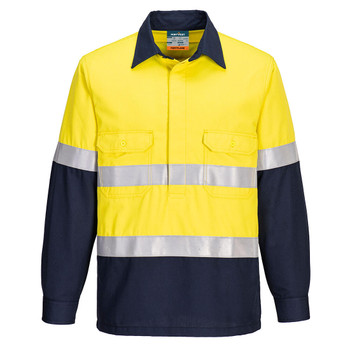 Yellow / Navy - Front - FR713 - Portflame FR Class D/N Two-Tone Vented Shirt