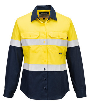 Yellow / Navy - Front - FR725 - Bizflame FR Women's Shirt