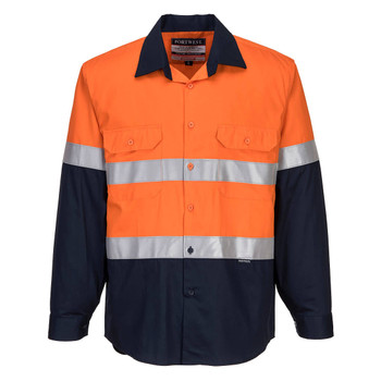 Orange / Navy - Front - MF101 - Bizflame FR Class D/N Shirt