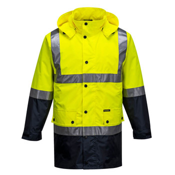 Yellow / Navy - Front - MJ306 - Eyre Hi-Vis Contrast Rain Traffic Jacket