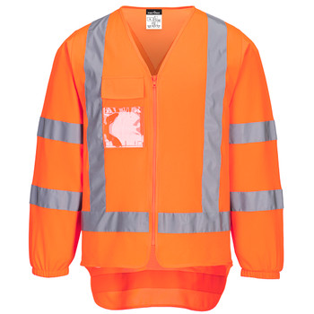 Orange - Front - TM309 - TTMC-W17 Hi-Vis X Back Zipped Vest L/S 