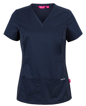 Navy - Front - 4SUT1 - JB's Ladies Premium Stretch Panel Scrub Top