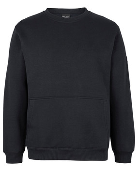 Black / Black - Front - 6CCF - JB's 350 Premium Trade Crew Neck Fleece Char Marle/Black-2Xs
