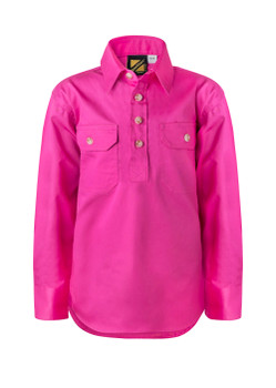 WSK131 - Kids Closed Front Cotton Shirt L/S
