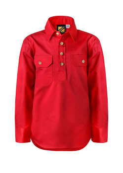 WSK131 - Kids Closed Front Cotton Shirt L/S