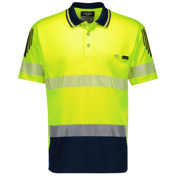 ZH555 - Mens Hi Vis Flux Segmented Tape Short Sleeve Polo