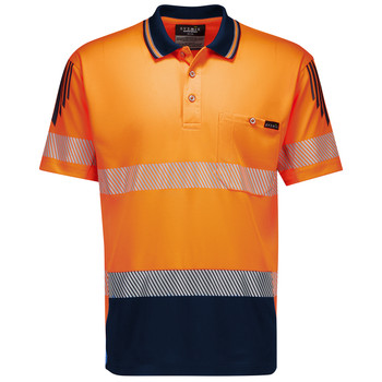 ZH555 - Mens Hi Vis Flux Segmented Tape Short Sleeve Polo