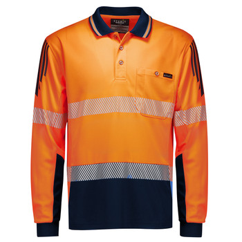 ZH550 - Mens Hi Vis Flux Segmented Tape Long Sleeve Polo