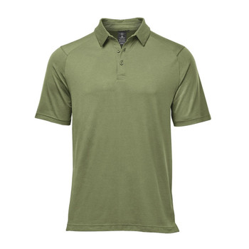 Men's Oasis Polo in olive green with a classic polo collar and a logo on the chest. Short sleeves and a relaxed fit.