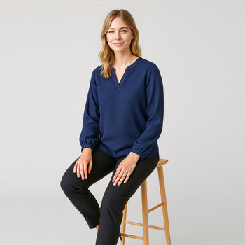 RU568LL - Womens Ruche Long Sleeve Blouse